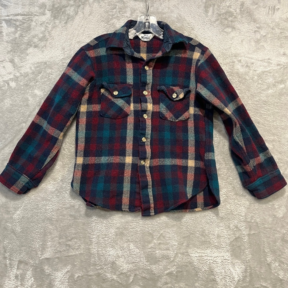 Woolrich Flannel Shirt Mens S Multicolor Plaid Wool Blend Vintage Made in USA